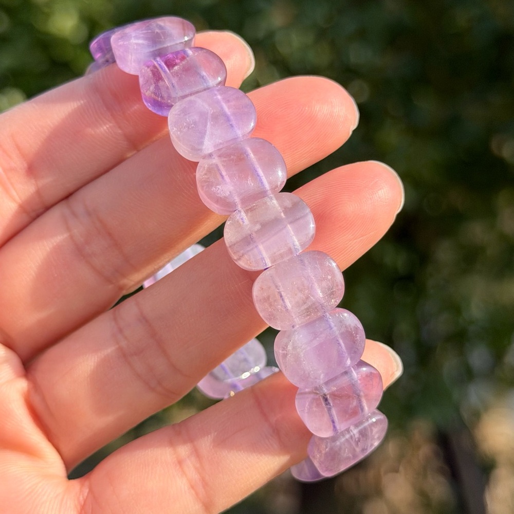 Stretchable dainty natural purple amethyst soft bangle 1181